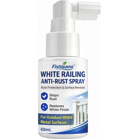 Fishleano White Railing Rust Protection Spray, Corrosion Protection and Impregnation Spray for Metal Railings in Outdoor Areas, Renovation and Restoration Spray (1/5)