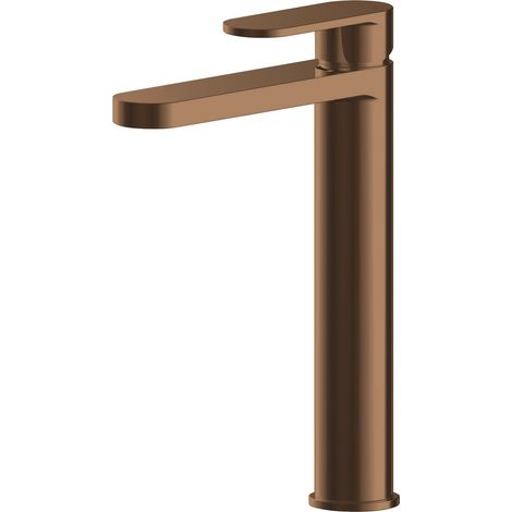 Balterley Enville Round High Rise Mono Basin Mixer Tap with Flat Spout & Cylindrical Body - Brushed Bronze Finish