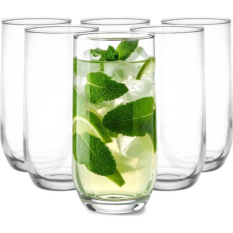 Ensemble De 6 Pièces 400 ml Grand Verre Convient Au Lave Vaisselle Résistant Eau Jus Boissons (1/5)