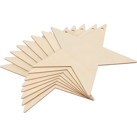 Stück unbemalte Holzsterne, kleine Weihnachtsbaum-Hängedekoration, DIY-Bastelzubehör, 5-zackiger Stern (1/5)
