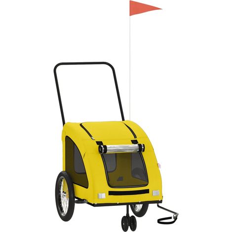 vidaXL Pet Bike Trailer Yellow Oxford Fabric and Iron