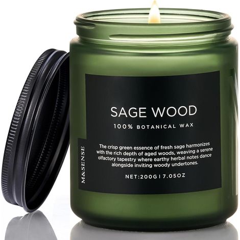 Duftkerze Salbei Holz 200g Sojawachs 50h 2-Docht Aromatherapie für Stressabbau (1/5)