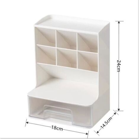 Caja organizadora de oficina, organizador de suministros con cajón multifuncional, portalápices, almacenamiento para el hogar y la escuela - Blanco (1/3)