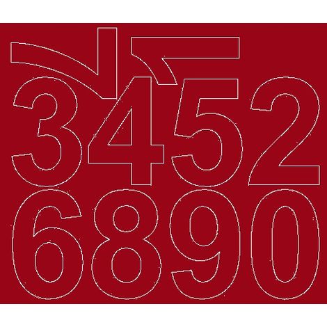 Adesivi numerici autoadesivi da 8 cm, rosso scuro opaco (1/2)