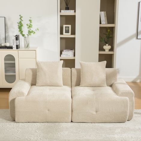 Canapé modulaire compressible en chenille,mousse 30D haute résilience,facile à déplacer,sol antidérapant,idéal pour salon,kaki clair.(MA)