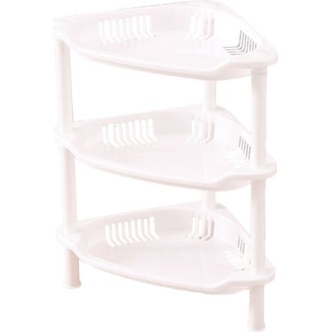 3 Layers Bathroom Standing Shelf Bathroom Stand PP Land Installation Bathroom Rack Storage Shelves for Bathroom KitchenWhite Trigon (1/2)