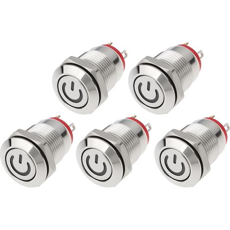 Lot de 5 Interrupteurs à Bouton-Poussoir de 12 Mm à Réinitialisation Automatique 12 V pour Modification de Voiture (1/5)