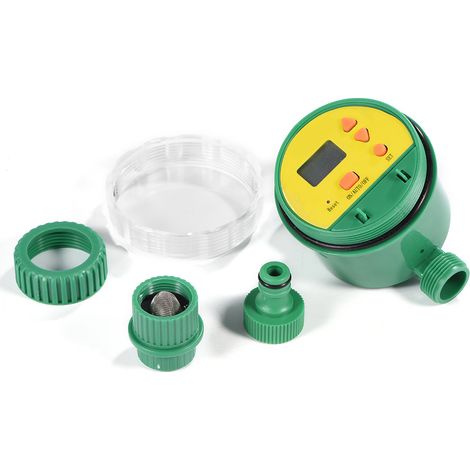 Programmateur d'arrosage électronique LCD, automatique, pour jardin et pelouse, réglable de 5s à 96h, filetage 3/4", ABS vert (1/5)