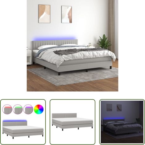 Matratze -  Boxspringbett mit Matratze & LED Hellgrau 180x200 cm Stoff (1/5)