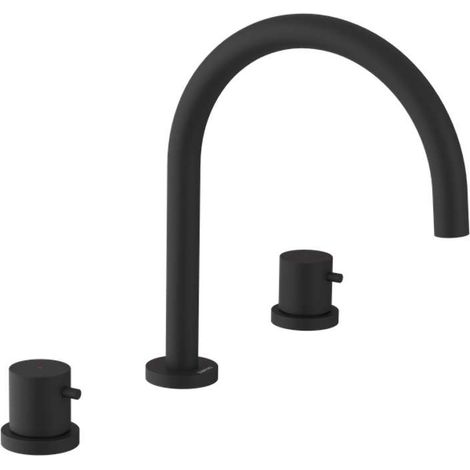 Sapho Ultramix - Grifo de lavabo, instalación de 3 orificios, negro mate UT017B (1/2)