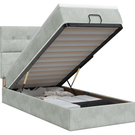 Maison Exclusive - Letto ottomano con materasso Grigio Chiaro 90 x 200 cm Velluto (1/5)