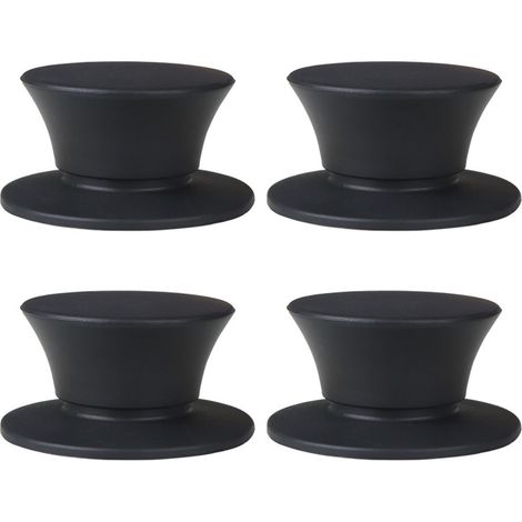 Bouton De Couvercle - Silicone Noir - Résistant À La Chaleur Jusqu'à 230 °C - Pour Casseroles Et Poêles Standard - Lot De 4 (1/5)