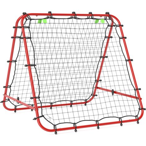 Filet Rebondisseur de Football en Acier Rouge avec Angle Réglable, 100 x 95 x 90 cm (1/5)