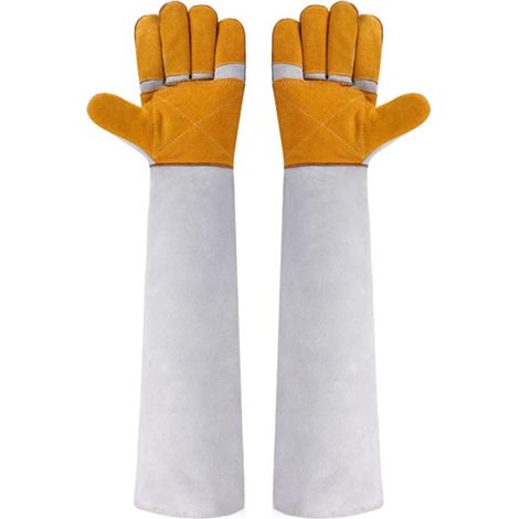 Gants de travail en cuir de 23,6 pouces pour animaux de compagnie, anti-morsures, pour chats, chiens, oiseaux, serpents, rembourrage polyvalent résistant aux rayures (1/4)
