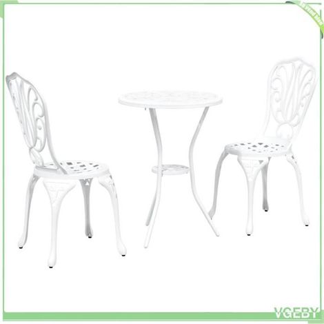 Ensemble bistro de jardin 3 pcs - FAFEICY - 42002384 - Blanc - Aluminium - 2 places (1/5)