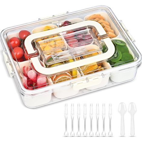 Snackbox mit 8 Fächern Snackteller spülmaschinenfest mit Griff (1/5)
