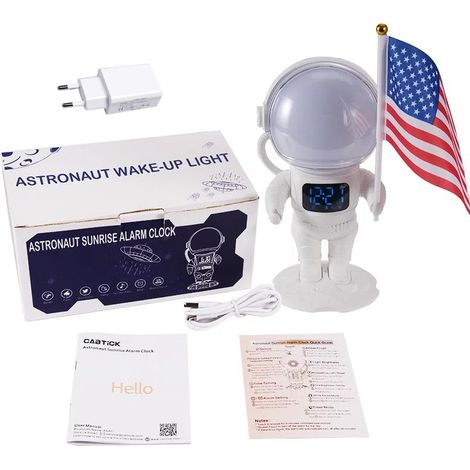Réveil pour enfants, réveil astronaute, avec haut-parleur Bluetooth, simulateur d'aube, 21 sons pour s'endormir et 22 types de lumière d'ambiance [Classe énergétique F] (1/5)