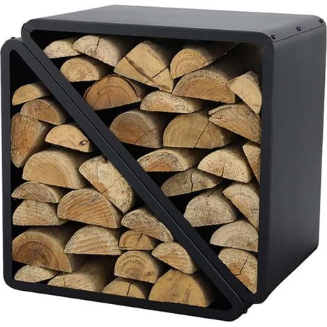 Étagère à bois de cheminée 57x36x56 cm – Acier noir résistant aux intempéries – Circulation optimale de l'air pour séchage efficace – Westmann (1/5)