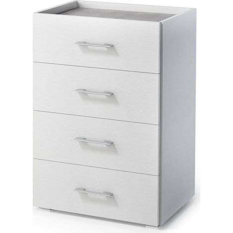 Dmora Cassettiera Aster, Settimanale a 4 cassetti per camera da letto, Mobiletto multiuso da ufficio o studio, Cm 50x41h87, Bianco e Cemento, con imballo rinforzato