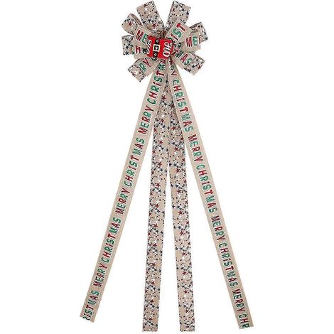 Décoration de sapin de Noël à lettres imprimées, double couche, grand modèle, nœud, ruban imitation chanvre, décoration intérieure (1/5)