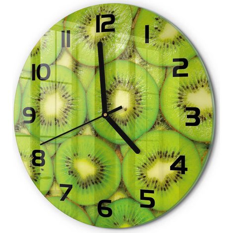 Horloge Murale Ronde Quartz Verre Trempé Design Moderne Salon Chambre Bureau Kiwi fi 30 cm (1/5)