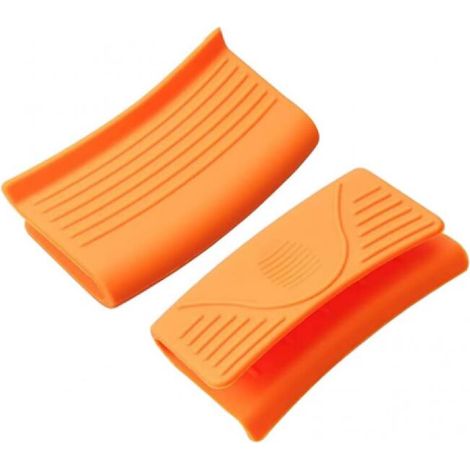 2 Stück Silikon-Topfgriffhalter, Küchen-Silikonhandschuhe, verdickt, hitzebeständig, mit Griff, zusätzliche Griffstütze, Topfgriffe (1/4)