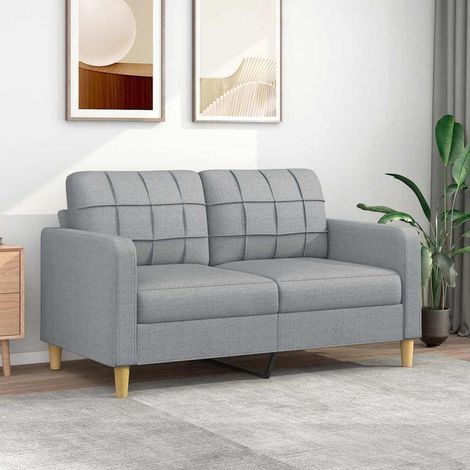 2-Sitzer-Sofa Hellgrau 140 cm Stoff mit Kissen und Armlehnen, modernes Polstersofa (1/5)