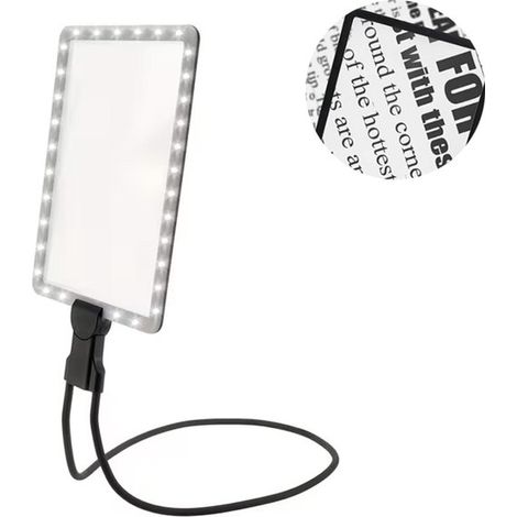 Lente d'ingrandimento ricaricabile a collo d'oca con 50 LED, per lettura a mani libere - Nera (1/5)