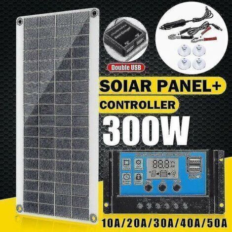 Kit Solaire 300w - Panneau Solaire Flexible Module Pv Monocristallin + Contrôleur 20a Pour Bateau Voiture Camping-car Maison Hangar Batterie Charge