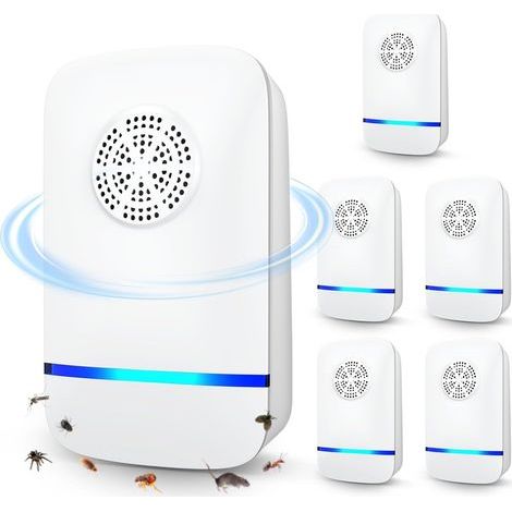 Répulsif ultrasonique amélioré 2025, lot de 6 – Répulsif d'intérieur contre les rongeurs et les insectes, à brancher, avec puce intelligente, sans danger pour les enfants et les animaux domestiques, c (1/5)