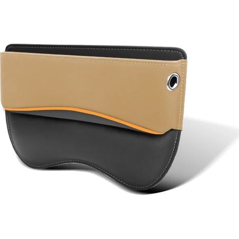 (1 pièce en daim beige) Poche de rangement latérale en daim pour siège auto, idéale pour combler l'espace entre les sièges. Boîte de rangement en cuir pour l'intérieur de votre voiture. (1/5)