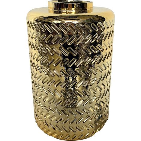 Vase Doré en Verre Rond avec Motifs en Relief pour Décoration Intérieure 16 x 25 cm - PANGIVO (1/2)