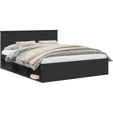 Maison Exclusive - Cadre de lit avec tête de lit Noir 160 x 200 cm Pin massif