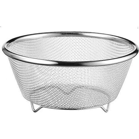 Panier à riz en acier inoxydable à mailles fines, égouttoir portable multifonctionnel en acier inoxydable pour fruits et légumes-Large (1/5)