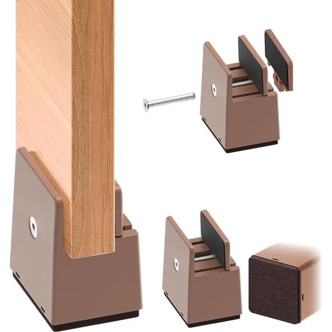 Set mit 4 Möbelfüßen, 5 cm hoch – Für Sofas, Tische und Betten – Für Möbel mit einer Breite von 10 bis 37 mm