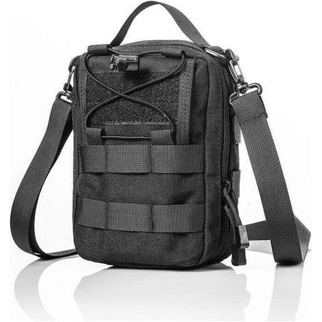 Trousse de premiers secours militaire, sac médical, sac tactique, trousse de premiers secours, étui EDC pour CS War Game, randonnée, escalade (01Black), (1/4)