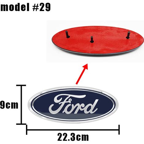 (Modèle 29 22,3 x 9 cm) - Convient pour : Logo de calandre avant, logo de capot, emblème autocollant bleu, accessoires automobiles. Convient pour : Focus mk2 mk3, Fiesta F150 F250, Ranger, Mondeo mk4. (1/5)