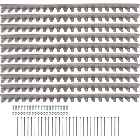 Lot 10 pièces bordure jardin acier inoxydable 201, kit paysager pour parterre fleurs herbe cour, 50x50x1,0mm (1/5)