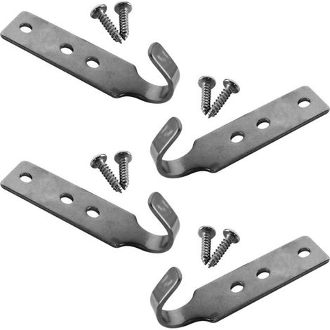 Lot de 4 crochets inox + 8 vis pour piscine hors sol en bois - Linxor (1/3)