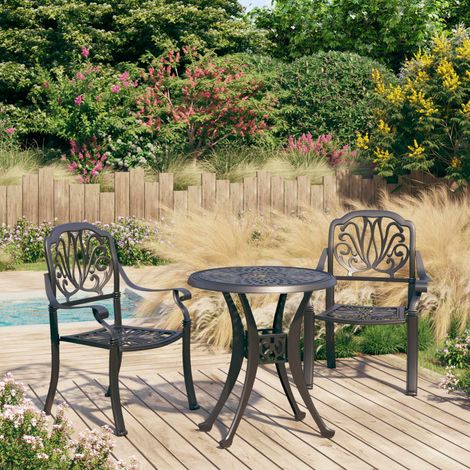 3-tlg. Bistro-Set Aluminiumguss Schwarz vidaXL (1/5)