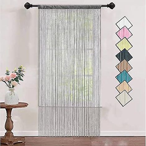 rideau De Porte En Corde Fine Avec Fil Argent (gris, 100200cm), Rideau De Porte Simple Pour Une Dcoration Dense (1/5)