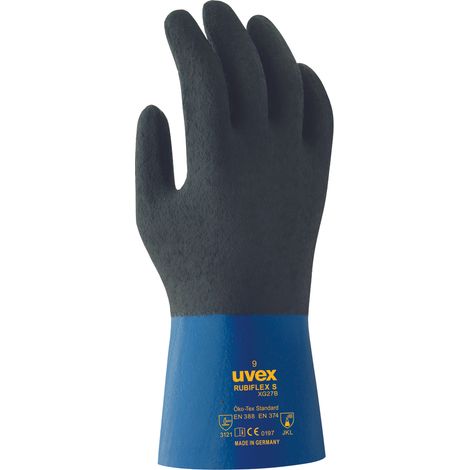UVEX Chem.-Handschuh rubiflex S XG27B Nitril, blau/schwarz, Gr. 9, 6056.0 (1/2)