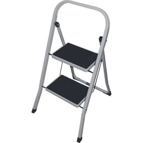 Scaletta pieghevole in metallo a 2 Gradini - Con piedi antiscivolo con portata massima di 150 Kg (1/5)