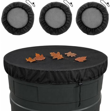 3 Pièces 95cm Citerne Pluie Noir, avec Cordon de Serrage Réglable, Filet Résistant aux Intempéries Contre Les Moustiques, Insectes et Feuilles, Polyester Filet Protection Citerne Pluie Jardin (1/5)