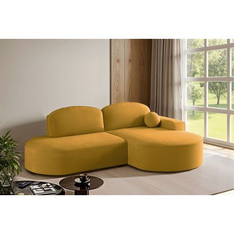 Ecksofa Schlafsofa Sofa GIRONA Stoff Salvador Honiggelb Ottomane Rechts (1/5)