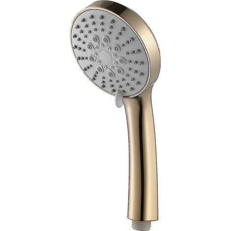 Pommeau de douche à main haute pression 5 fonctions, économie d'eau, finition or brossé ABS, effet pluie, avec joint en silicone. (1/5)