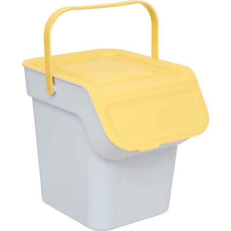 5Five Simply Smart – Poubelle tri sélectif 20l – 2 compartiments – En plastique recyclé – Dimensions 31x28.5x34cm – Couleur jaune