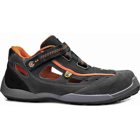 Base Protection Aerobic ESD Scarpa Antinfortunistica, da Uomo e Donna, Grigio/Arancione, Taglie 39