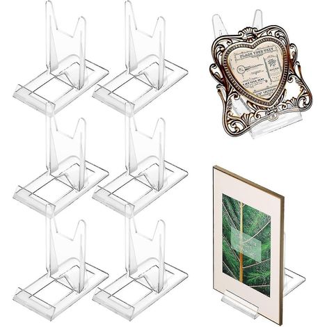 Présentoir décoratif pour assiettes, support réglable en acrylique transparent, 6 pièces, avec cadre photo. (1/5)