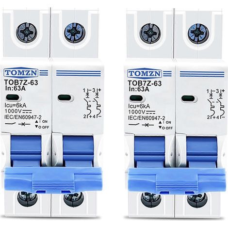 2x TOMZN 2P DC 1000V Solar-Mini-Leistungsschalter (DC MCB) für PV-Anlagen, 63A (1/5)